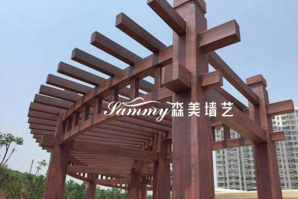 海南海口鋼構(gòu)廊架0號色木紋漆施工案例