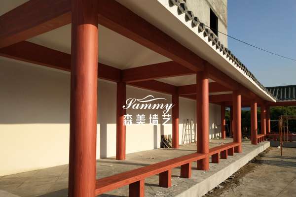 廣州從化區江浦街道新明村長廊仿木紋漆案例
