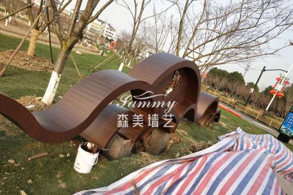 浙江嘉興平湖區不銹鋼板仿木刷紋案例展示