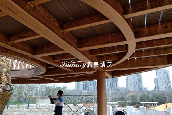 南京浦口區中交綿蘭會d15路總站鋼構異性木紋漆