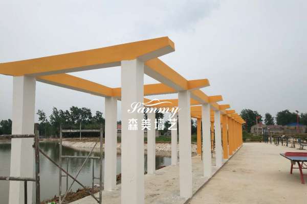 安徽六安市裕安區混凝土廊架仿木紋漆施工